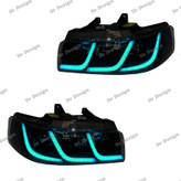 چراغ جلو اسپرت سمند طرح C6 آبی یخی داخل مشکی