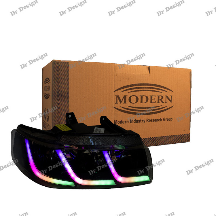 چراغ جلو اسپرت سمند مدرن طرح C6 فولکالر داخل مشکی