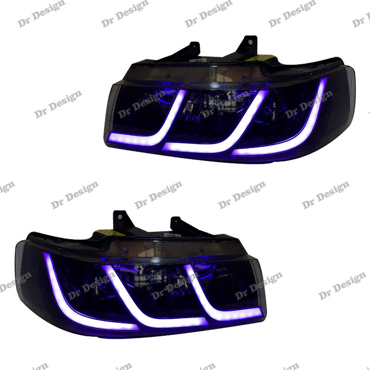 چراغ جلو اسپرت سمند طرح C6 سفید داخل مشکی