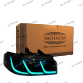 چراغ جلو اسپرت سمند مدرن طرح C6 آبی یخی داخل مشکی