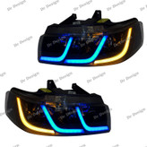 چراغ جلو اسپرت سمند طرح C6 آبی یخی داخل مشکی