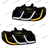 چراغ جلو اسپرت سمند طرح C6 سغید داخل مشکی