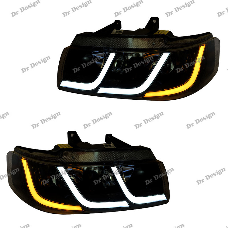 چراغ جلو اسپرت سمند طرح C6 سغید داخل مشکی