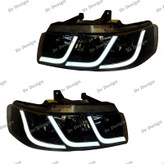 چراغ جلو اسپرت سمند طرح C6 سغید داخل مشکی