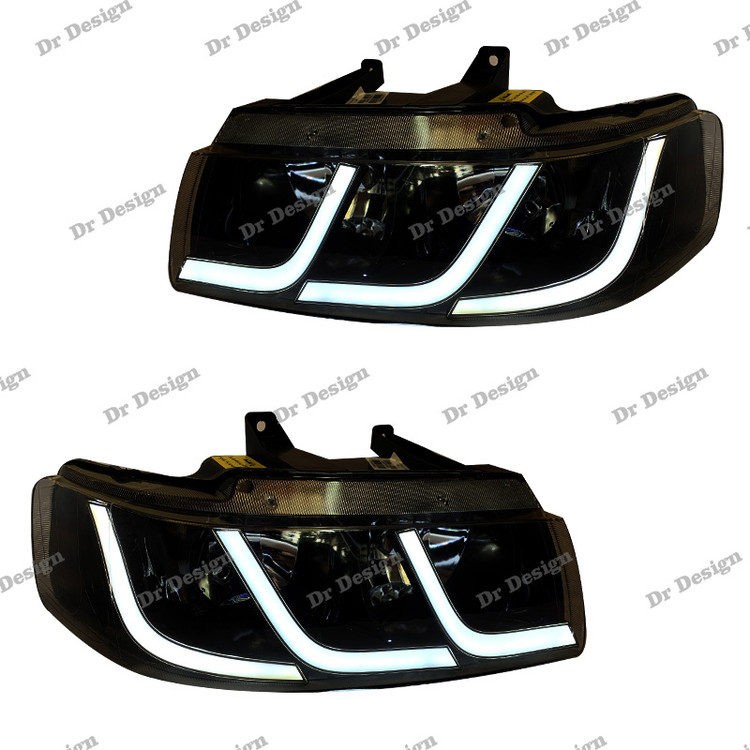 چراغ جلو اسپرت سمند طرح C6 سغید داخل مشکی