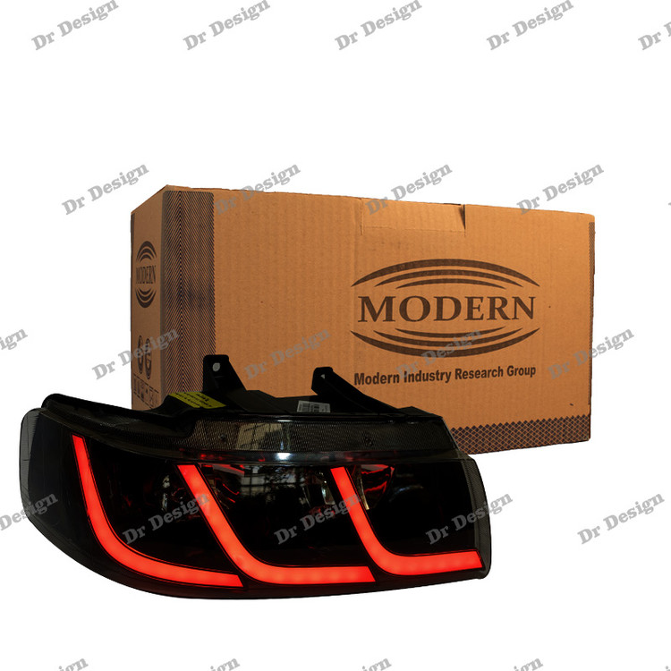 چراغ جلو اسپرت سمند مدرن طرح C6 قرمز داخل مشکی