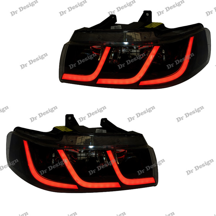 چراغ جلو اسپرت سمند طرح C6 قرمز داخل مشکی