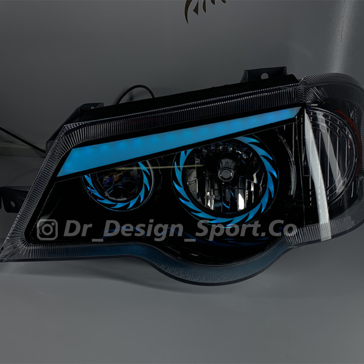 چراغ جلو اسپرت پراید 132 و 111 طرح توربو آبی یخی داخل مشکی