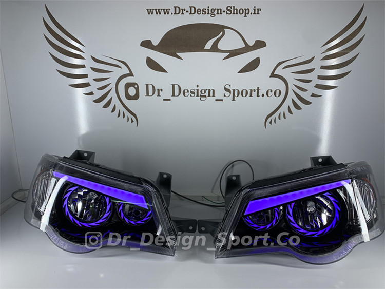 چراغ جلو اسپرت پراید 132 و 111 طرح توربو بنفش داخل مشکی