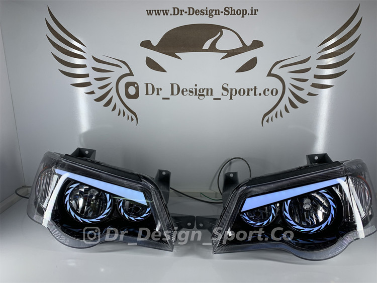 چراغ جلو اسپرت پراید 132 و 111 طرح توربو سفید داخل مشکی