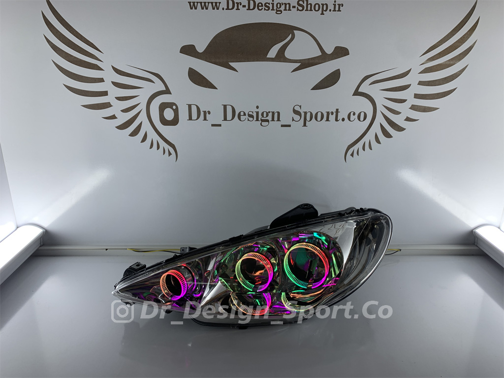 چراغ جلو اسپرت 206 طرح سه حلقه فولکالر