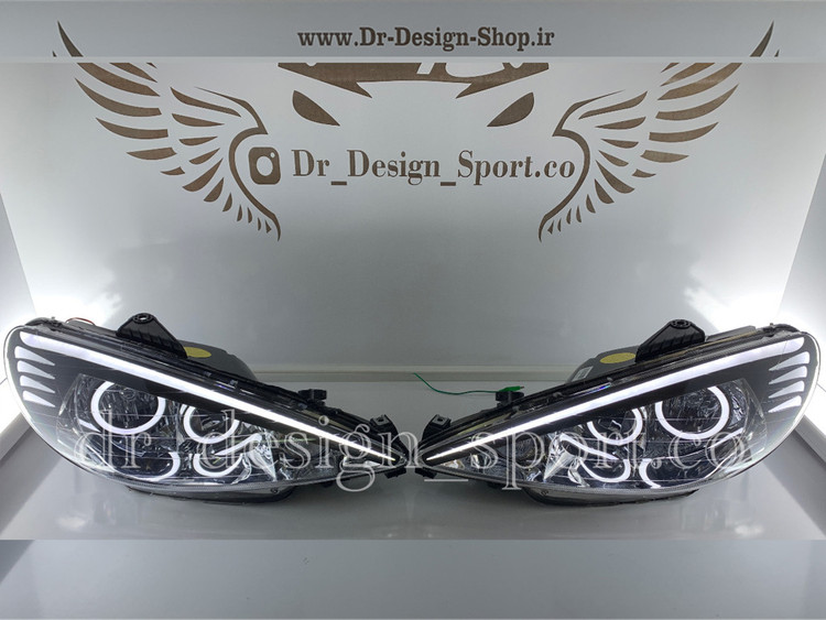 چراغ جلو اسپرت 206 طرح باکستر سفید