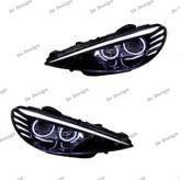 چراغ جلو اسپرت 206 طرح باکستر سفید داخل مشکی