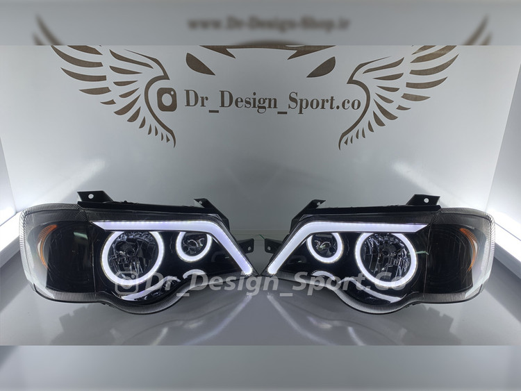 چراغ جلو اسپرت پراید 111 و 132 طرح باکستر سفید داخل مشکی