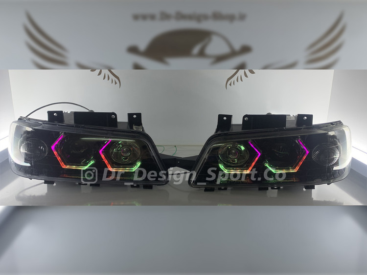 چراغ جلو اسپرت پژو 206 طرح انگری فولکالر داخل مشکی