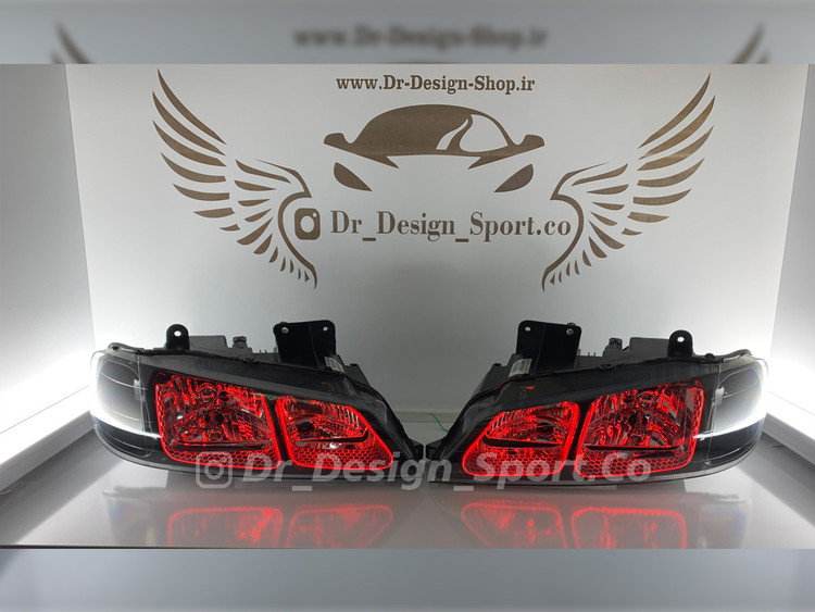 چراغ جلو اسپرت پارس طرح یو قرمز داخل مشکی