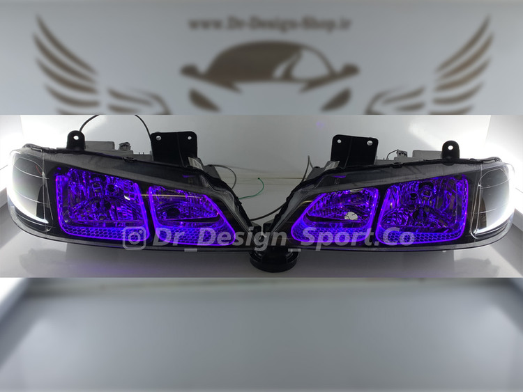 چراغ جلو اسپرت پارس طرح یو بنفش داخل مشکی