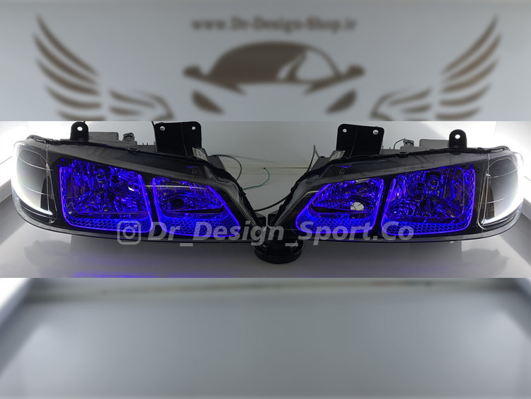 چراغ جلو اسپرت پارس طرح یو آبی داخل مشکی