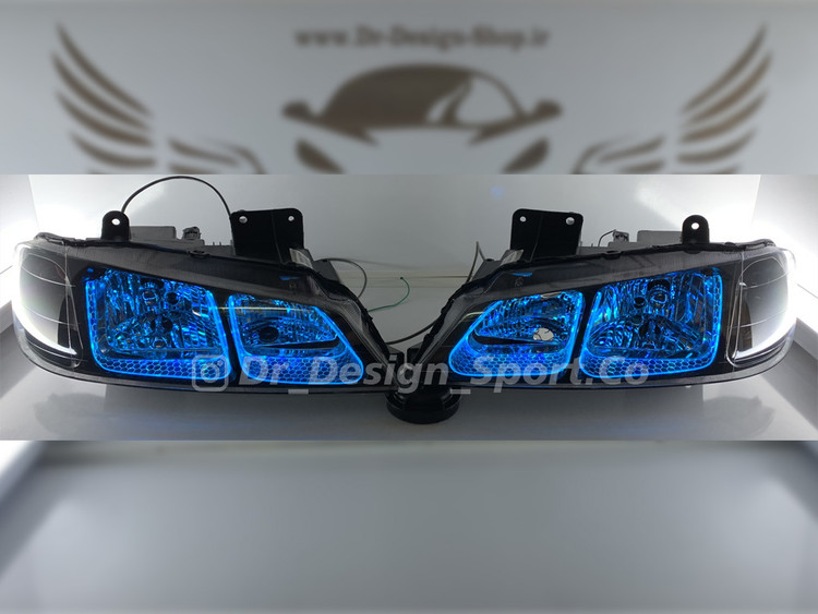 چراغ جلو اسپرت پارس طرح یو آبی یخی داخل مشکی
