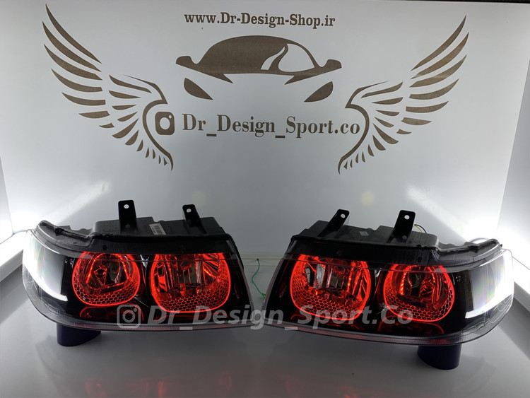 چراغ جلو اسپرت سمند طرح یو قرمز داخل مشکی