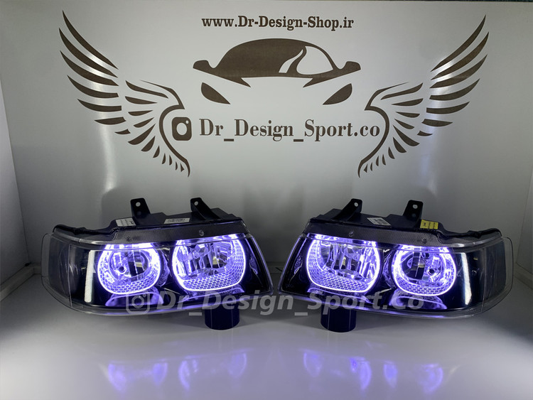چراغ جلو اسپرت سمند طرح یو سفید داخل مشکی