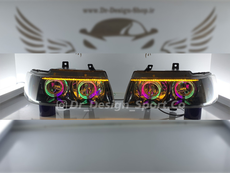 چراغ جلو اسپرت سمند طرح حلقه فولکالر دو حالته داخل مشکی