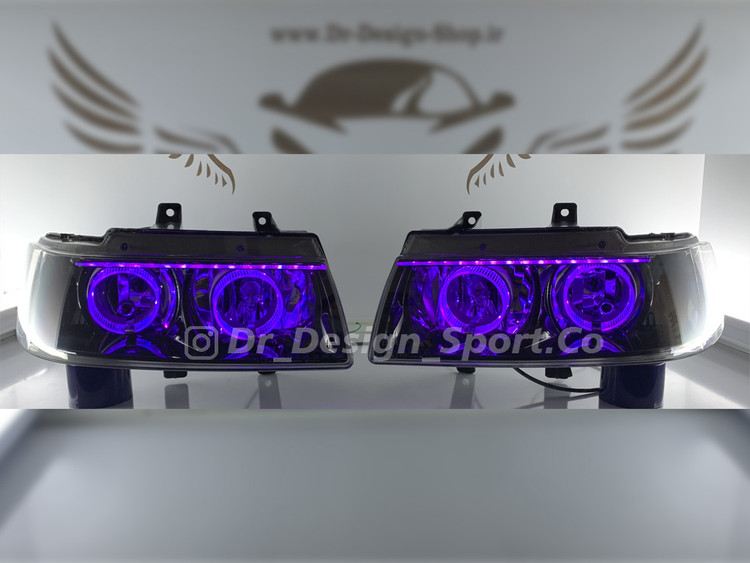 چراغ جلو اسپرت سمند طرح حلقه بنفش دو حالته داخل مشکی