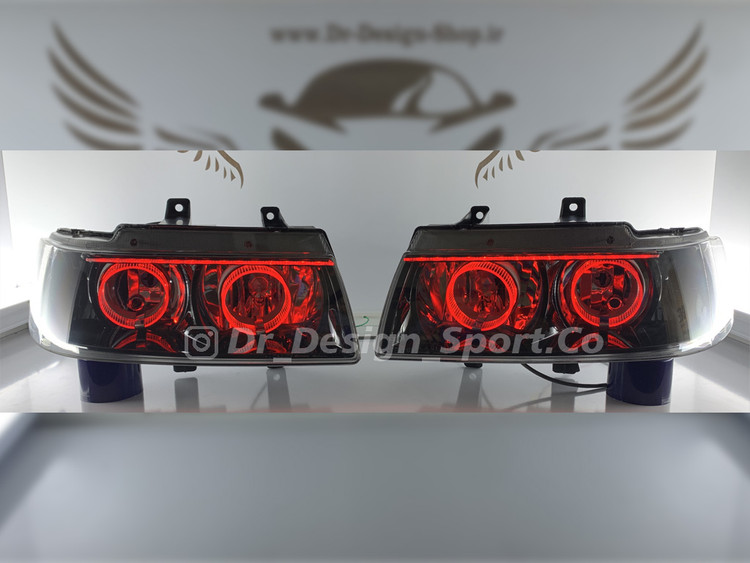 چراغ جلو اسپرت سمند طرح حلقه قرمز دو حالته داخل مشکی