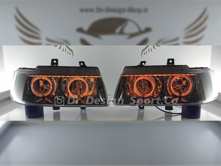 چراغ جلو اسپرت سمند طرح حلقه انبه ای دو حالته داخل مشکی