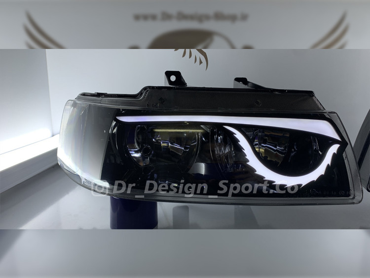 چراغ جلو اسپرت سمند طرح انگری سفید داخل مشکی