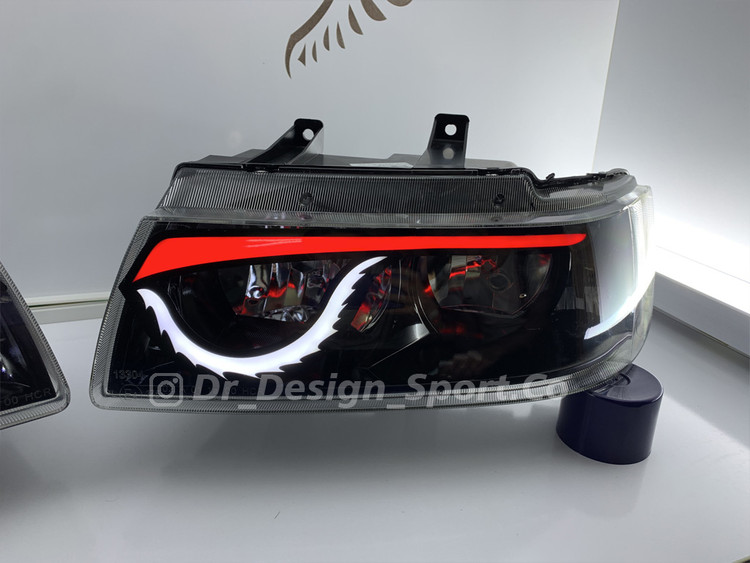 چراغ جلو اسپرت سمند طرح انگری سفید قرمز داخل مشکی