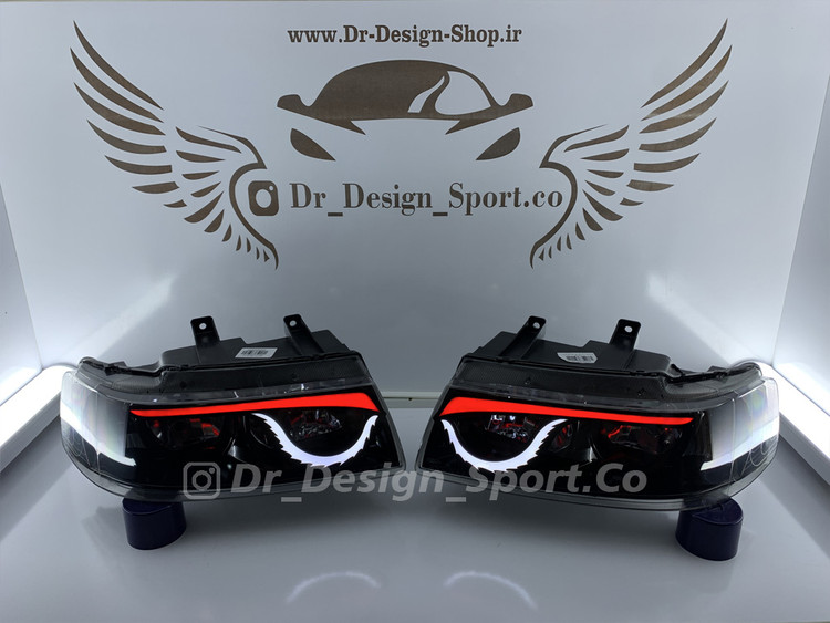 چراغ جلو اسپرت سمند طرح انگری سفید قرمز داخل مشکی