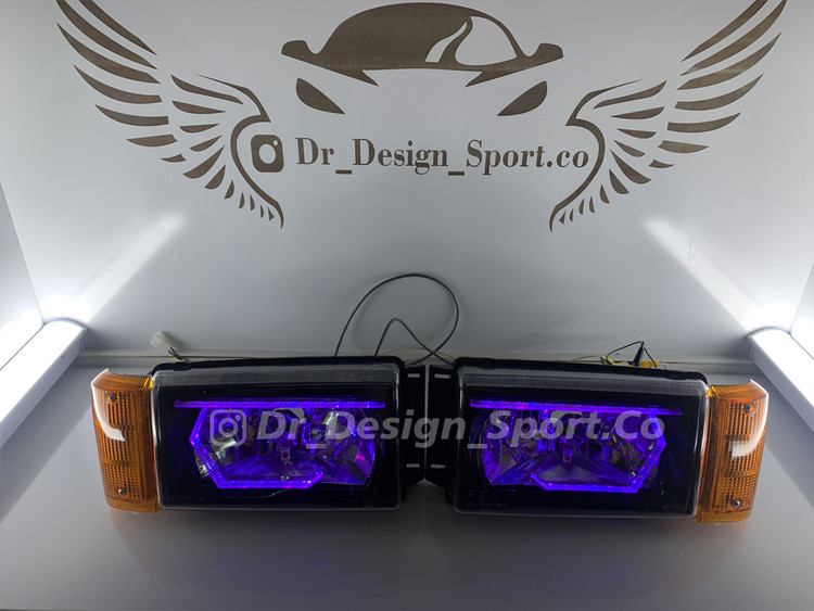 چراغ جلو اسپرت پیکان طرح هگزا بنفش داخل مشکی