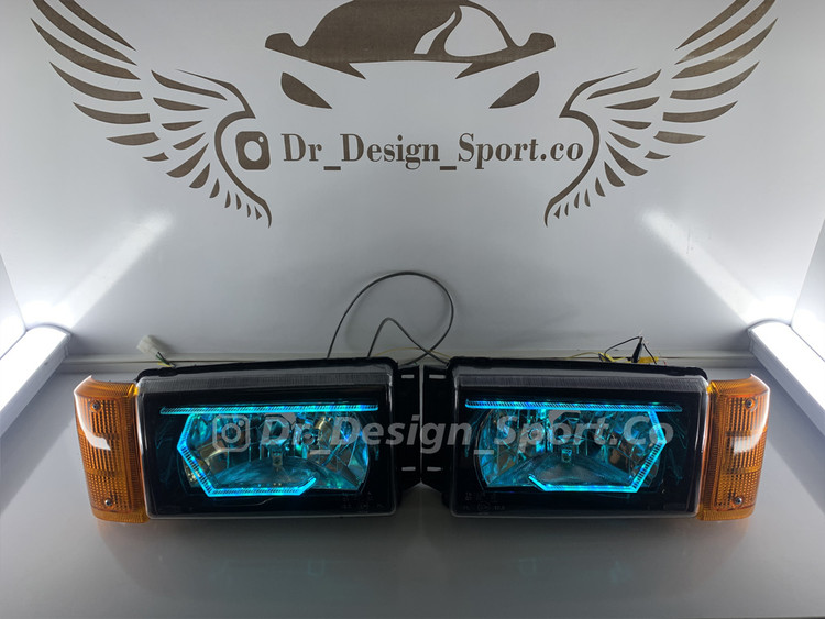 چراغ جلو اسپرت پیکان طرح هگزا آبی یخی داخل مشکی