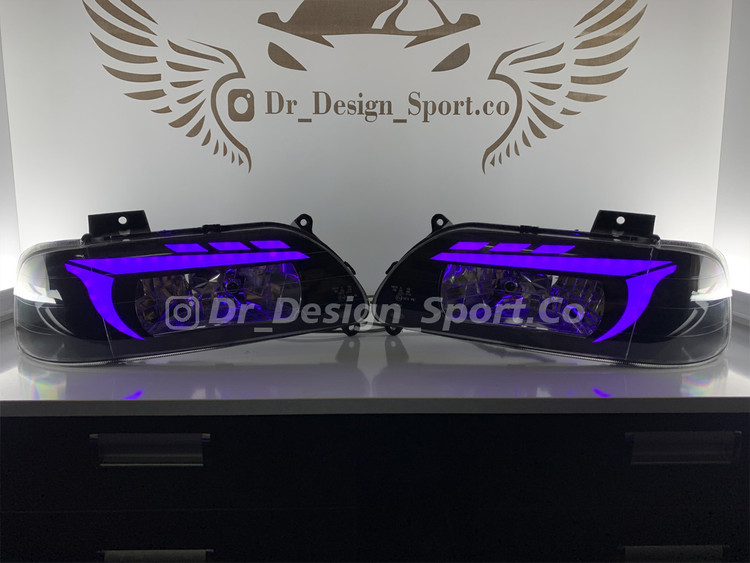 چراغ جلو اسپرت پراید طرح ویلد بنفش