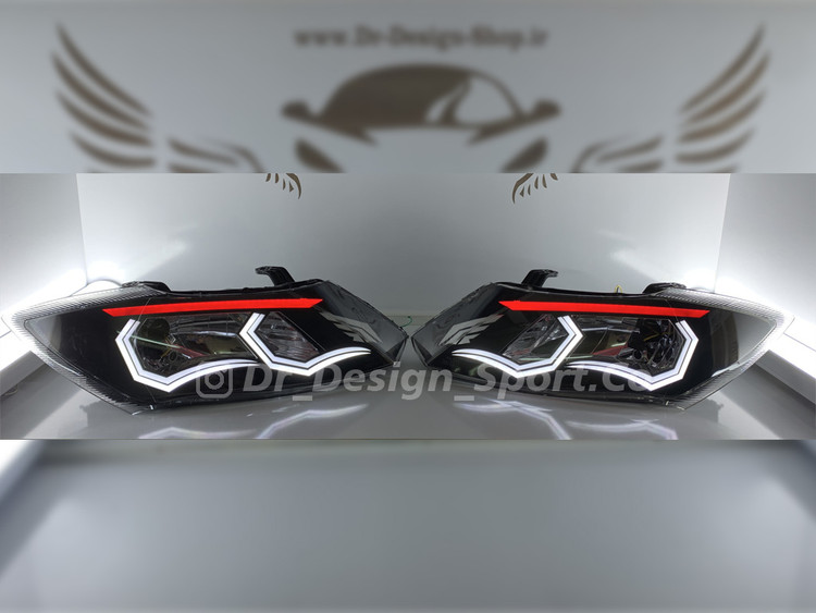 چراغ جلو اسپرت ساینا و کوئیک طرح ترانسفورمد سفید قرمز