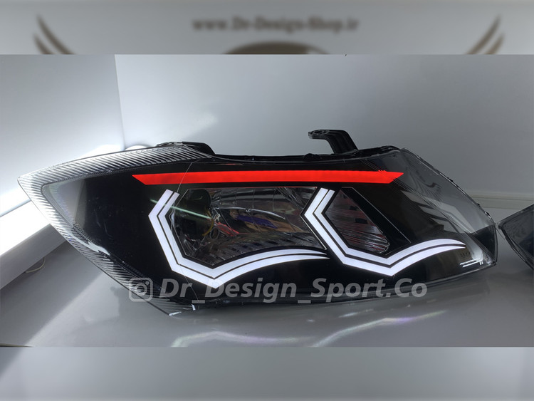 چراغ جلو اسپرت ساینا و کوئیک طرح ترانسفورمد سفید قرمز