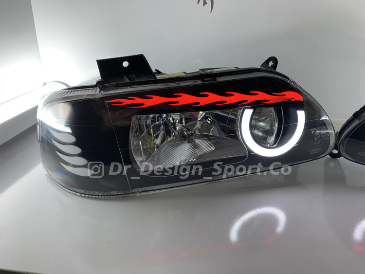 چراغ جلو اسپرت پراید طرح انگری سفید قرمز