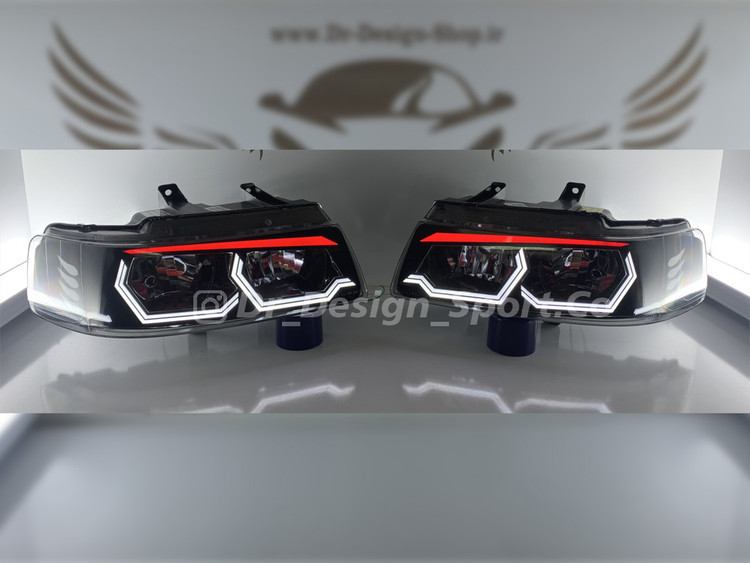 چراغ جلو اسپرت سمند طرح هگزا ابرویی سفید قرمز