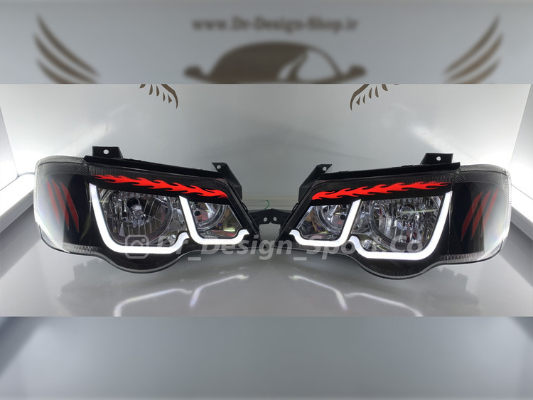 چراغ اسپرت پراید طرح آتش سفید قرمز
