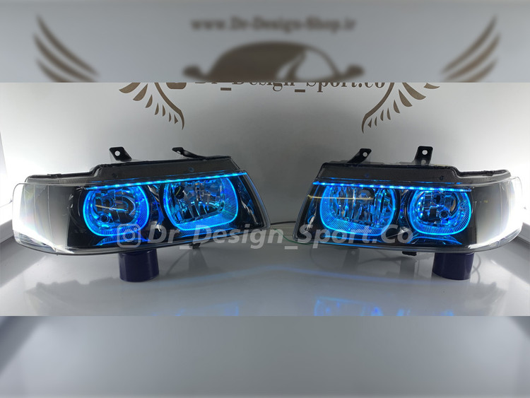 چراغ جلو اسپرت سمند مدرن طرح یو آبی یخی دو حالته
