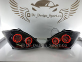 چراغ جلو اسپرت تیبا طرح حلقه گلس سه بعدی قرمز داخل مشکی