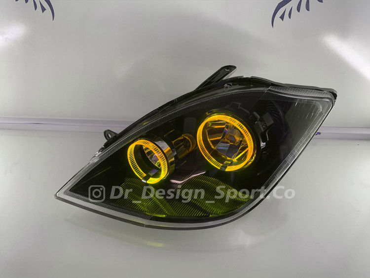 چراغ جلو اسپرت تیبا طرح حلقه گلس سه بعدی انبه ای داخل مشکی