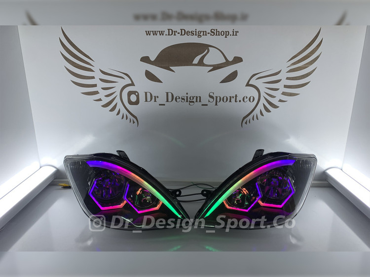 چراغ جلو اسپرت تیبا طرح هگزا فولکالر داخل مشکی