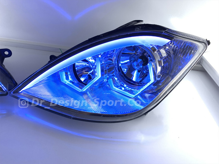 چراغ جلو اسپرت تیبا طرح هگزا آبی یخی