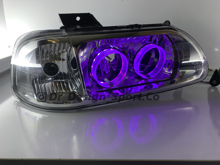 چراغ جلو اسپرت پراید حلقه سه بعدی بنفش