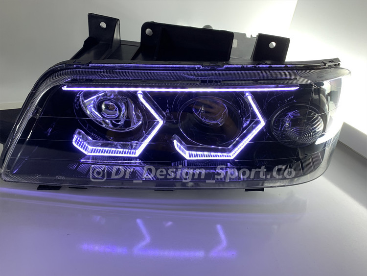 چراغ جلو اسپرت 405 طرح هگزا سه بعدی سفید داخل مشکی