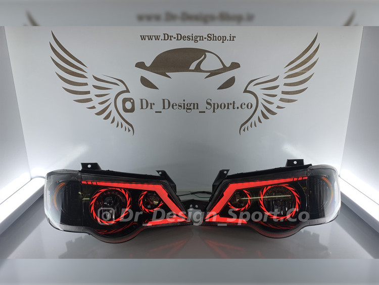 چراغ جلو اسپرت پراید 111 و 132 مدل تورنادو قرمز داخل مشکی