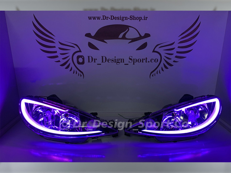 چراغ جلو اسپرت 206 طرح ویلد بنفش