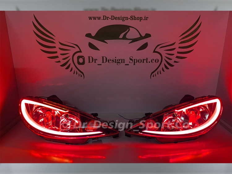 چراغ جلو اسپرت 206 طرح ویلد قرمز
